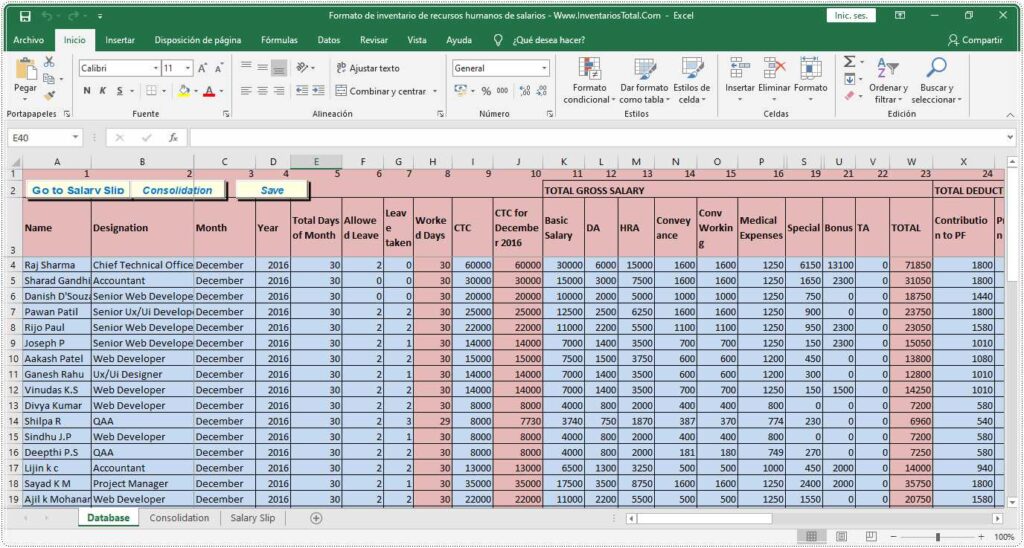 inventario de recursos humanos en excel