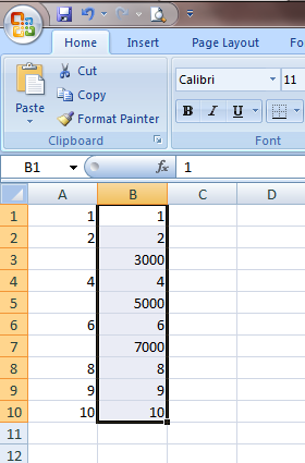 Excel 2007 espacios en blanco de rango de salto