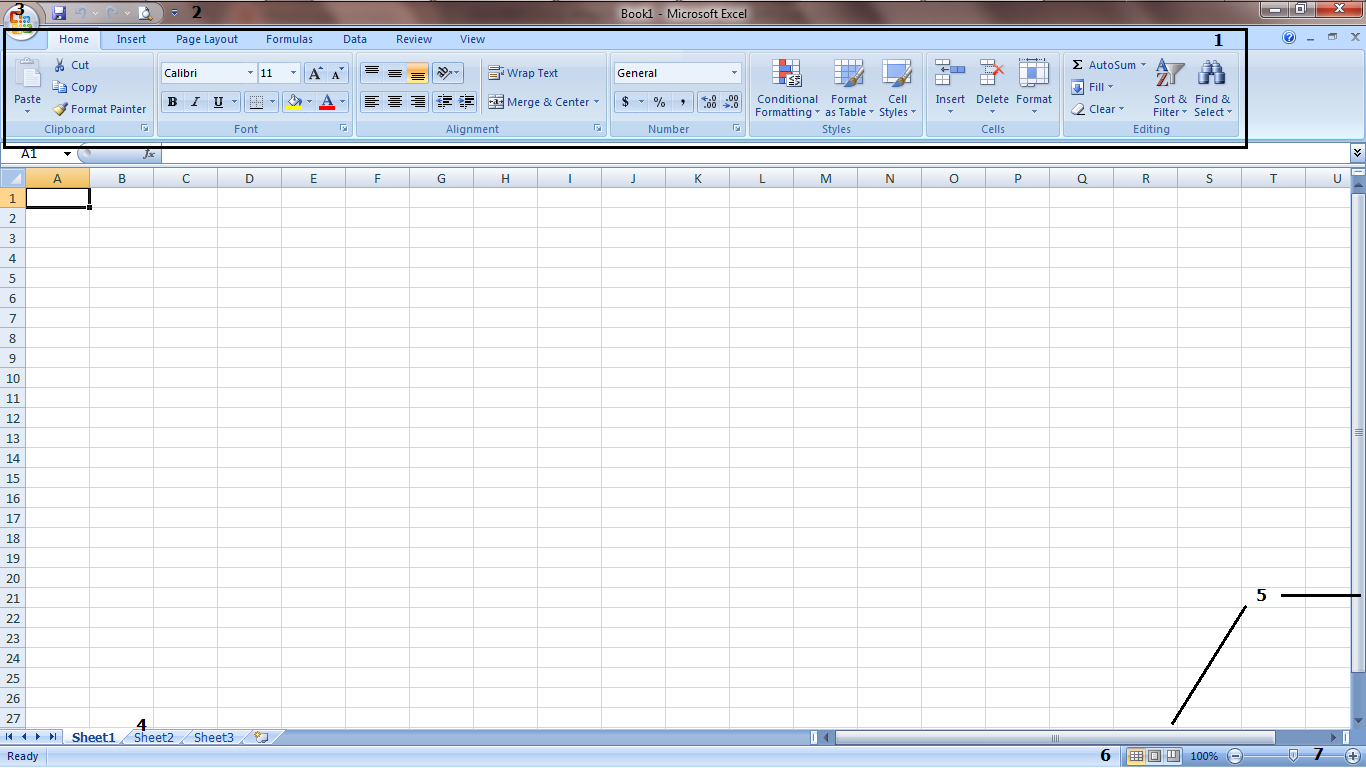 Interfaz de Microsoft Excel 2007