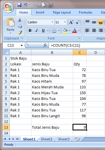 Funciones de CONTAR y SUMA de Excel 2007