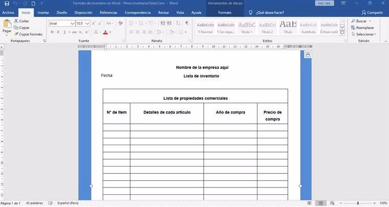 Descargar Formato de inventario para empresa en Word - Formatos