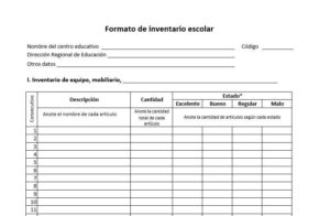 Formato de inventario escolar en Word