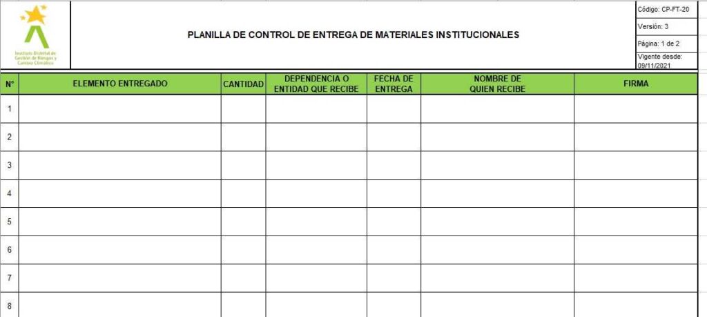 Control de entrada y salida de materiales en Excel