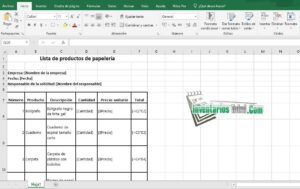 Descarga tu lista de productos de papelería en Excel gratis