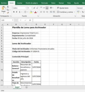 Plantillas de lomos para archivadores en Excel: descarga y organización