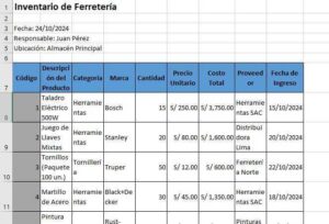 Inventario de ferretería en Excel: plantilla y ejemplos gratis