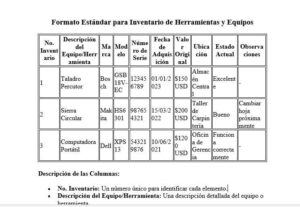 Inventario de herramientas y equipos: guía práctica